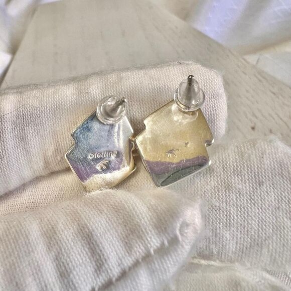 VTG A Francisco Native Navajo Spiny Oyster Turquoise Sterling Vintage Earrings - Picture 5 of 10